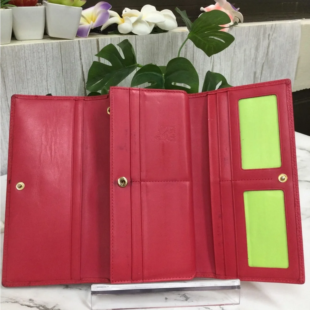 MCM Red Leather Continental Wallet